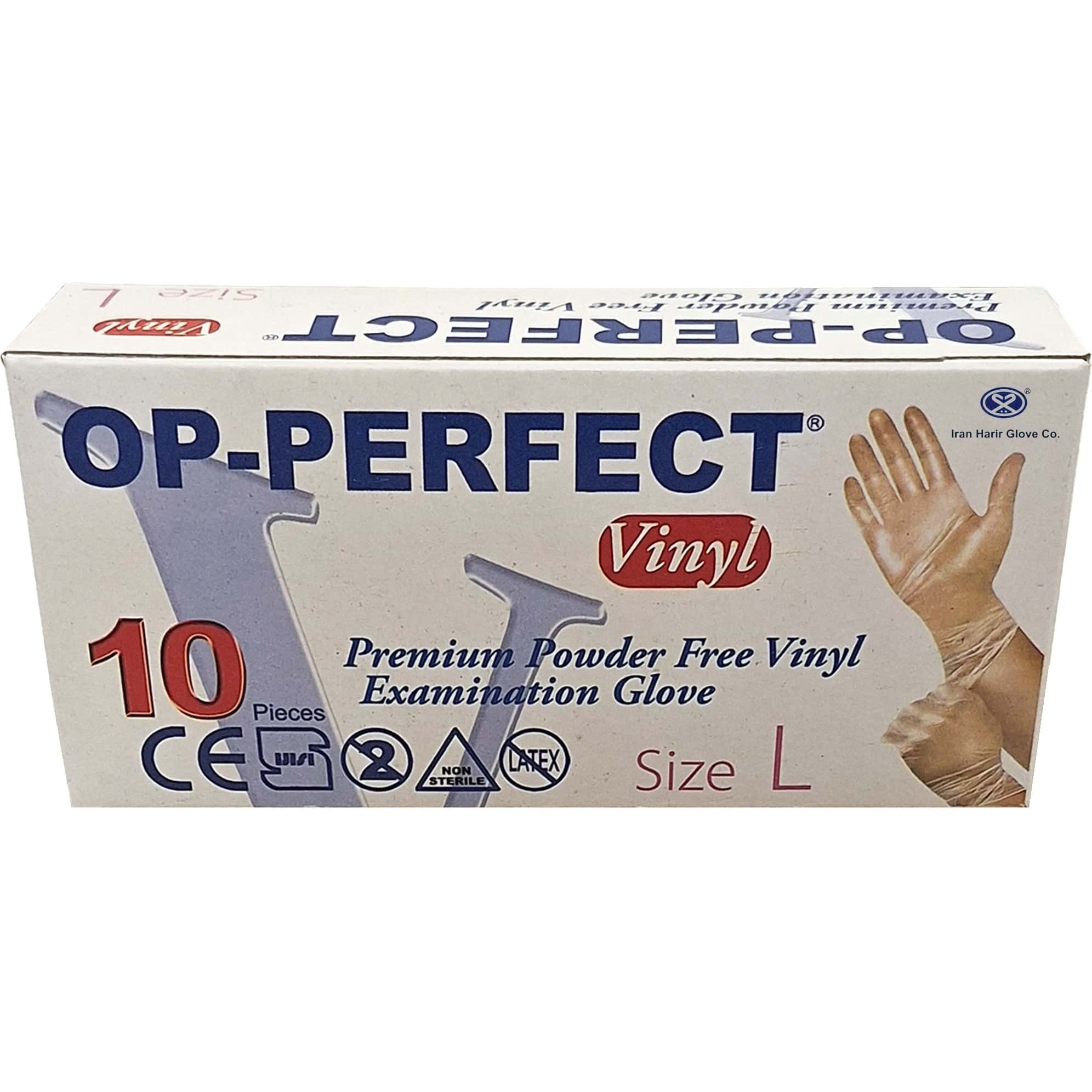 دستکش ونیل اوپی opحریر 100 عددی (10 بسته در کارتن )
